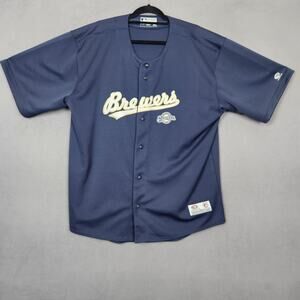 Milwaukee Brewers Jersey Mens XL Blue MLB Baseball True Fan Genuine Merchandise
